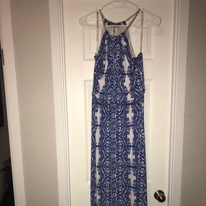 Royal Blue and White Maxi Dress